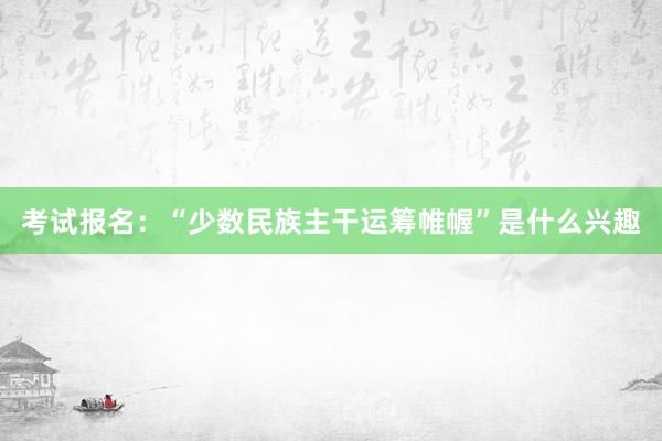 考试报名：“少数民族主干运筹帷幄”是什么兴趣