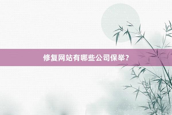 修复网站有哪些公司保举？